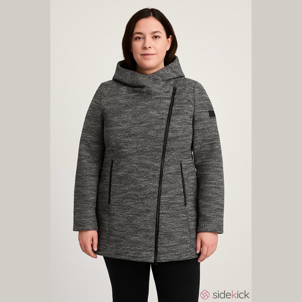 McKinley Valetta Asymmetrical Jacket with Hood Black and White Large